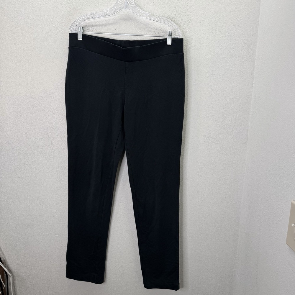 Pure Jill Affinity French Terry Slim Leg Pants Black Sz M Tall 32"Pima Cotton